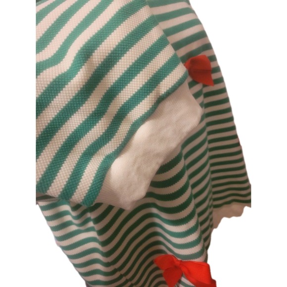 Chic Soul Green Cream Stripe W Red Bows Oversized Knit Sweater - Picture 6 of 6